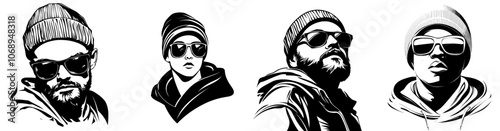 An Urban Swagger Man in Cap Modern Logo Extravaganza Sunny Side Style A Modern Logo with Caps and Shades