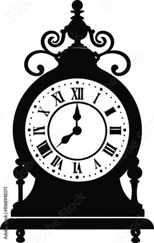 Retro Alarm Timepiece black silhouette,silhouette timer alarm clock logo and icon design