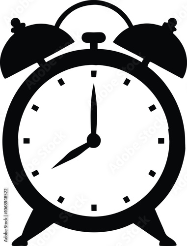 Retro Alarm Timepiece black silhouette,silhouette timer alarm clock logo and icon design
