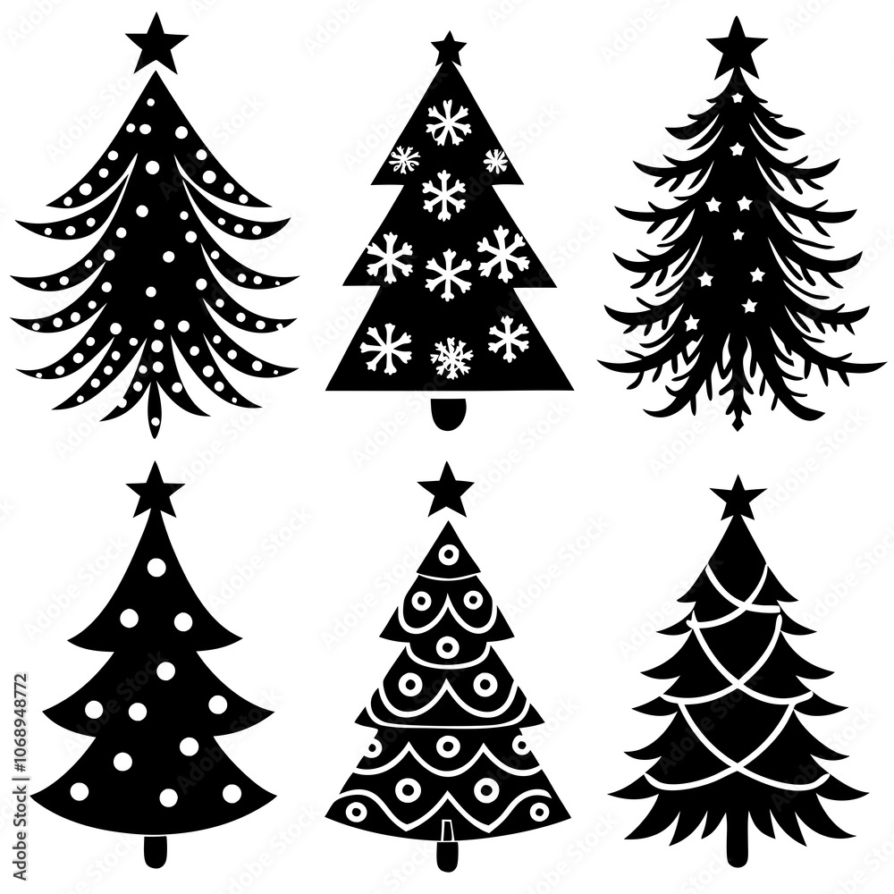 Obraz premium 10 Silhouette Christmas Tree Vector, Silhouette Christmas Tree Vector, Christmas Tree Silhouette Vector