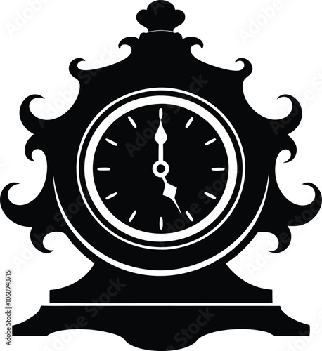 Retro Alarm Timepiece black silhouette,silhouette timer alarm clock logo and icon design