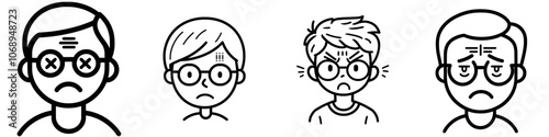 A man who is upset, has curly hair, is feeling upset. SVG