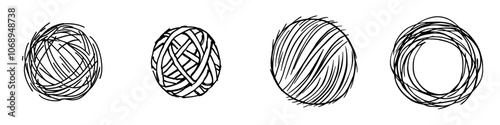 An illustration of a rope with a ball drawn in outline with an insulated modern style