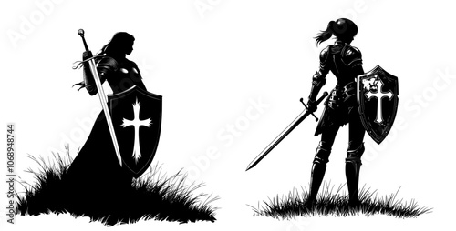 Illustration of medieval knights in EPS format Modern Knights Clipart