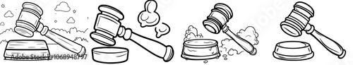 Symbol of court tribunal. Judge gavel flat icon. Gavel icon. Auction hammer. Court tribunal symbol.
