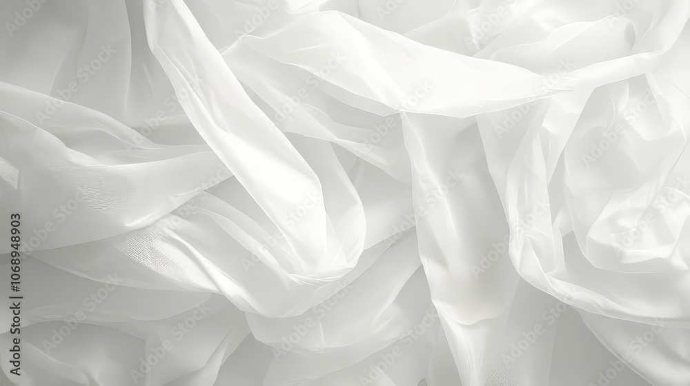 Obraz premium Abstract White Fabric Texture with Flowing Soft Silky Waves