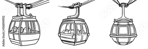 The cable car glyph icon is isolated on a white background.