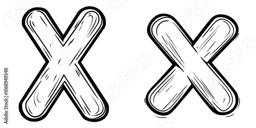 An illustration of a cross glyph isolated on a white background