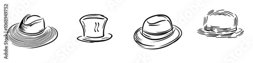 Illustration of a hand-drawn rounded or cowboy hat