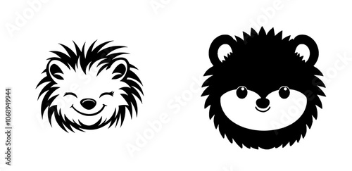 Hedgehog stuffed with black and white illustration