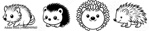 Black and white illustration of a stuffed soft hedgehog