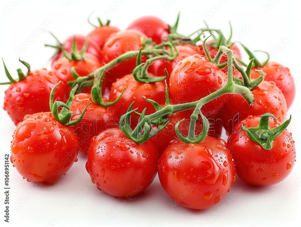 Fresh Red Tomatoes with Water Drops on White Background Fresh Red Tomatoes with Water Drops on White Background
