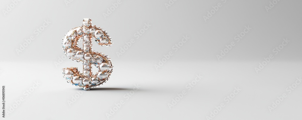 The aesthetic of a transparent 3d dollar sign symbolizing modern finance with reflections The aesthetic of a transparent 3d dollar sign symbolizing modern finance with reflections