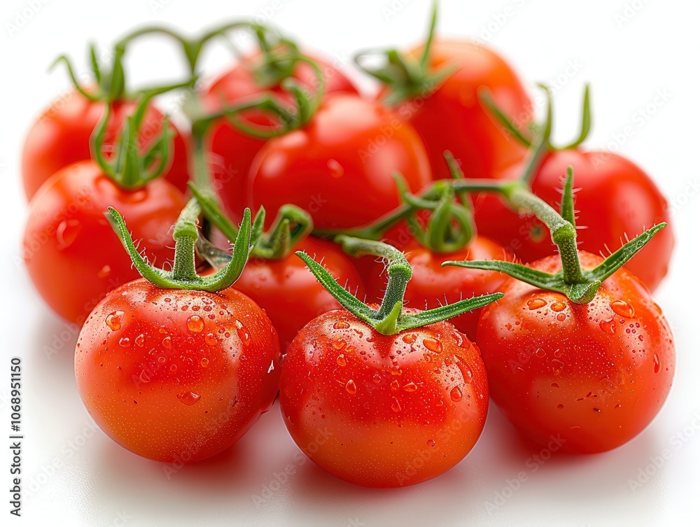 Fresh Ripe Cherry Tomatoes with Water Drops Fresh Ripe Cherry Tomatoes with Water Drops
