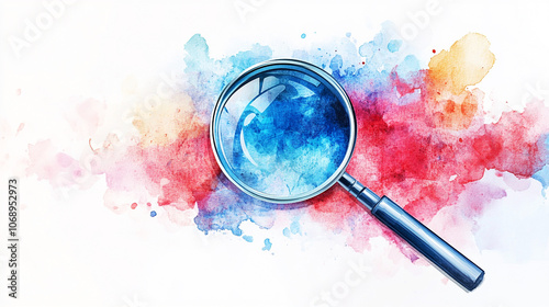 Water colour  magnifier on a white background vector illustration