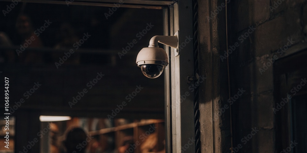 Close-Up of Modern Surveillance Camera Indoors