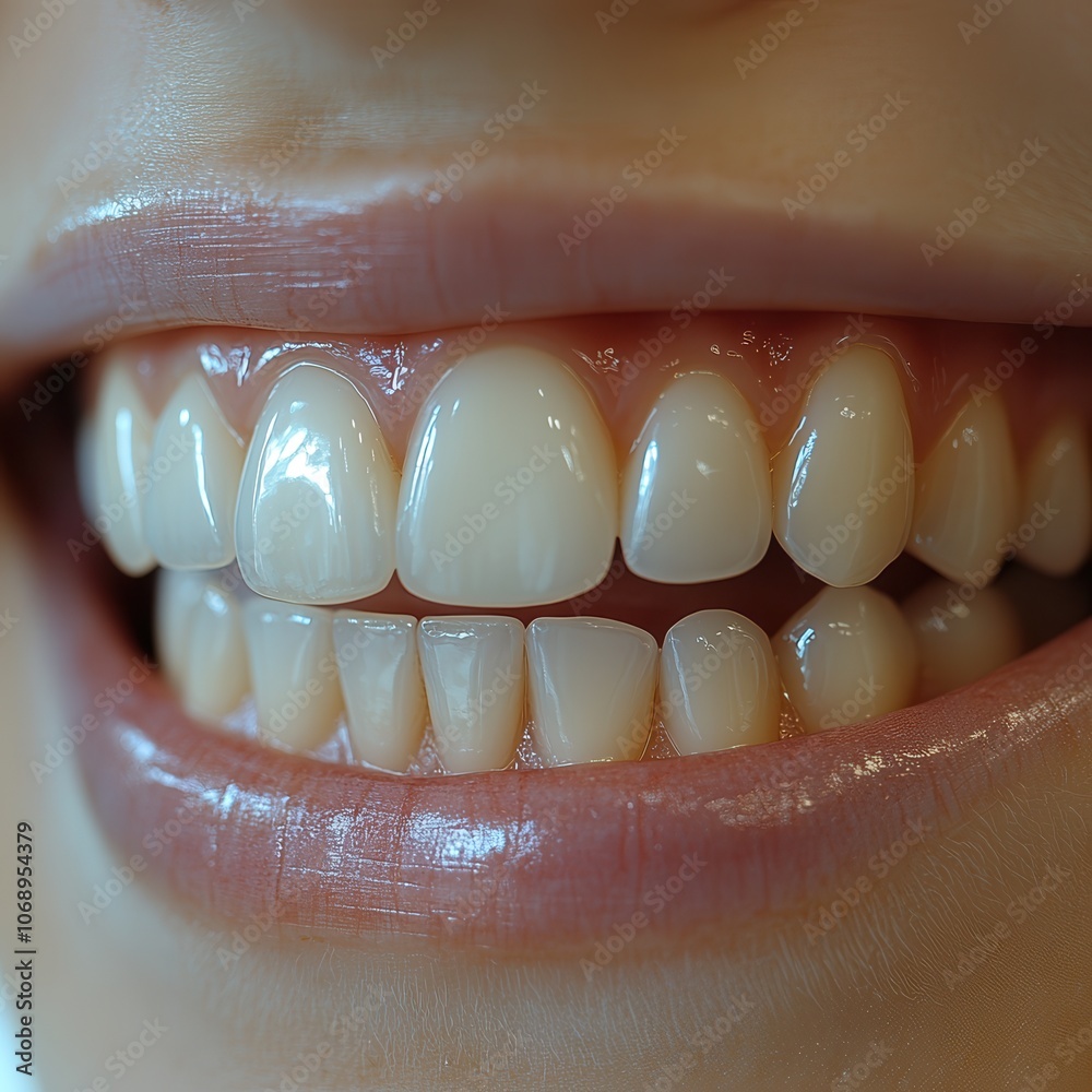 Obraz premium Bright and Healthy Smiling Teeth in Close-Up