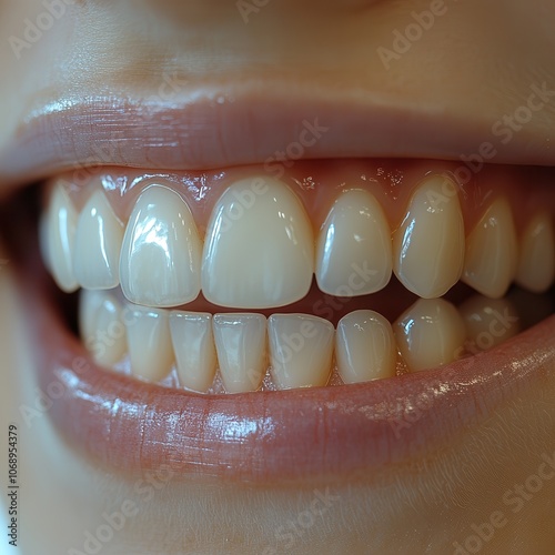 Bright and Healthy Smiling Teeth in Close-Up