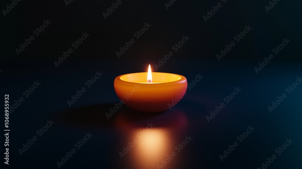 Single burning candle in the dark, a symbol of hope and remembrance. Single burning candle in the dark, a symbol of hope and remembrance.