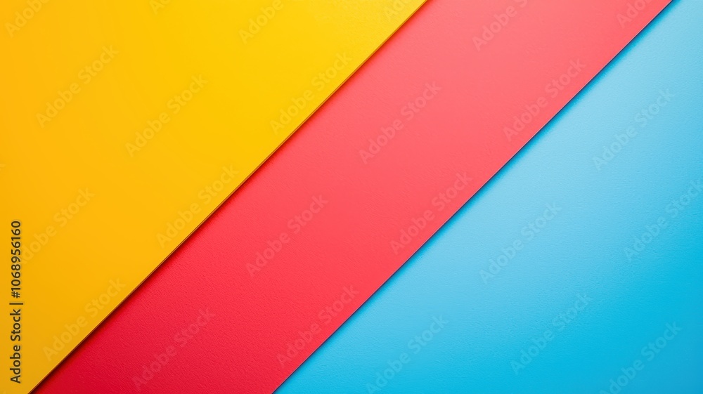 A vibrant arrangement of yellow, red, and blue paper sheets layered diagonally, creating a colorful abstract background. A vibrant arrangement of yellow, red, and blue paper sheets layered diagonally, creating a colorful abstract background.