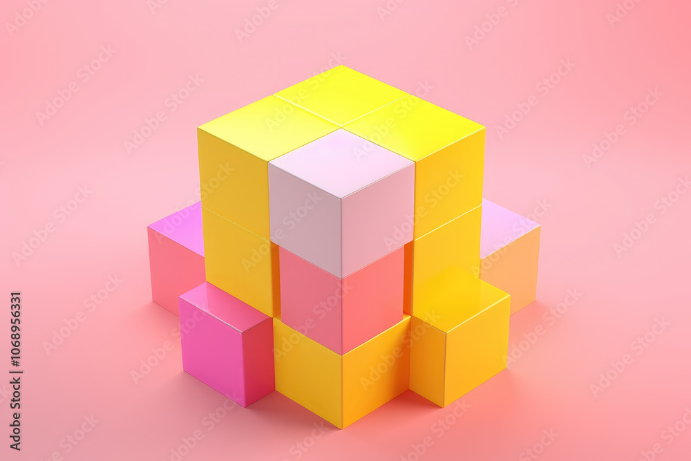 Vibrant Abstract 3D Cubes in Pastel Hues Vibrant Abstract 3D Cubes in Pastel Hues