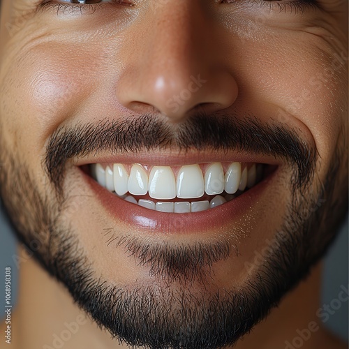 Smiling Man with Beard Showing Bright White Teeth photo