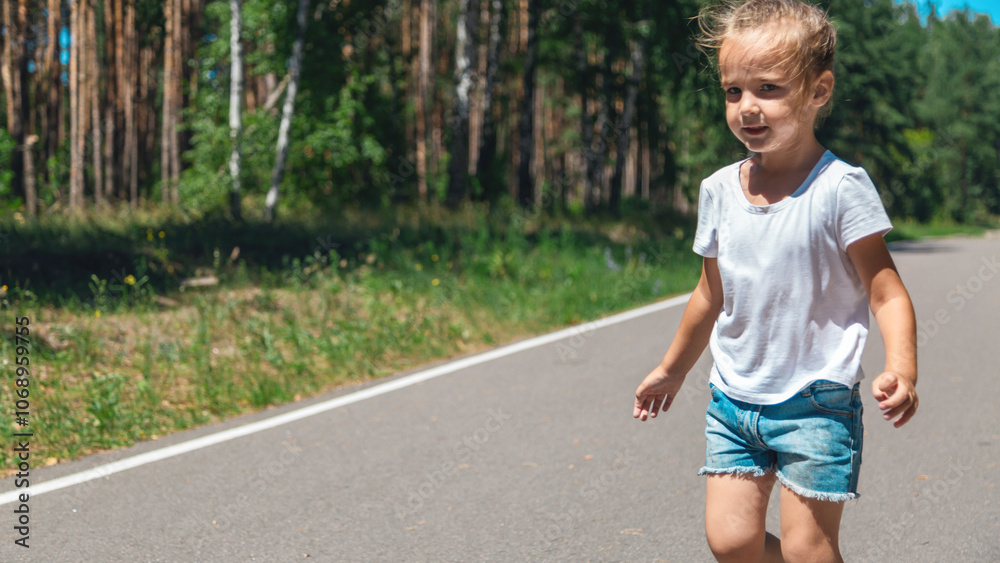 Little child girl 4 years old. Summer time. Little child girl 4 years old. Summer time.