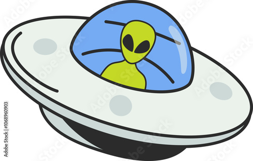 alien in ufo vector illustration