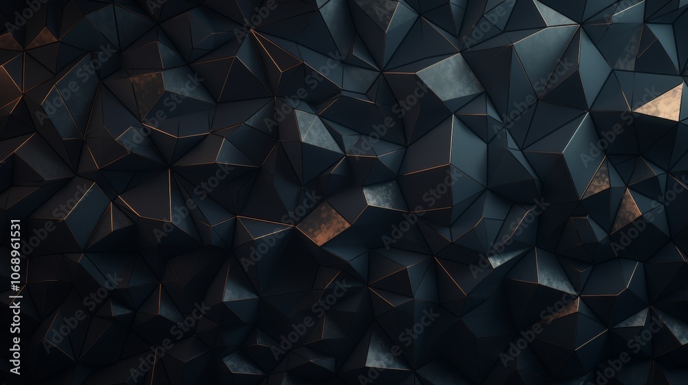 Obraz premium Abstract geometric background with dark gray, black, and blue colors.