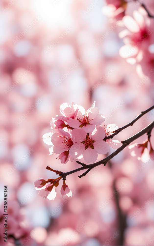 Sakura. Branches with pink flowers on a plain background for publications. Sakura. Branches with pink flowers on a plain background for publications.