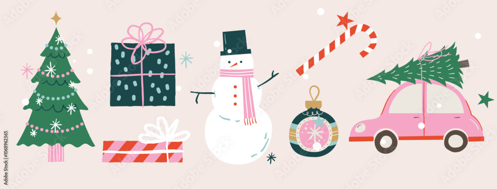 Cute Flat Handdrawn Christmas Element