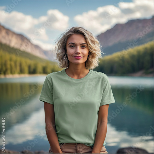 woman on the beach wearing casual tshirt