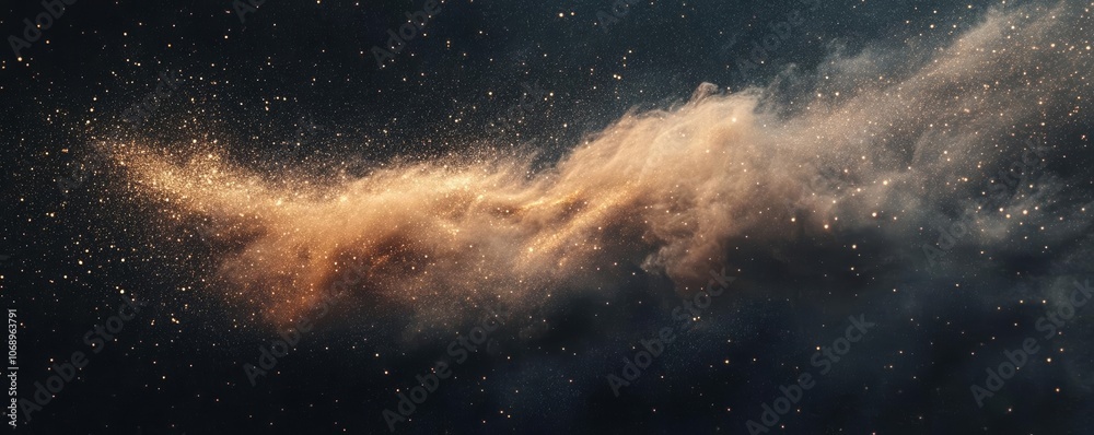 Fototapeta premium Glittering abstract dust cloud in vivid colors, artistic expression of energy and movement