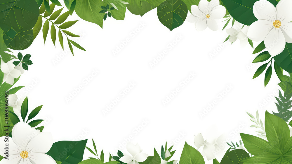 Fototapeta premium Elegant White Floral Invitation Frame Design