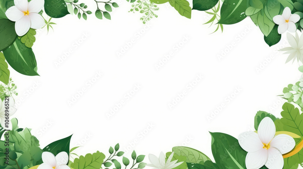 Fototapeta premium Tropical Floral Frame for Invitations and Greetings