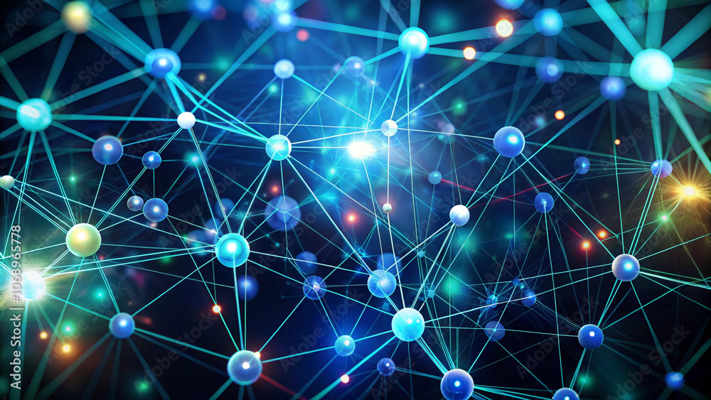 Abstract network of glowing connections with blue nodes. Abstract network of glowing connections with blue nodes.