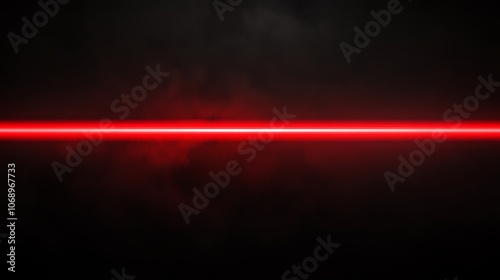 A single red horizontal light beam against a dark background with smoke.