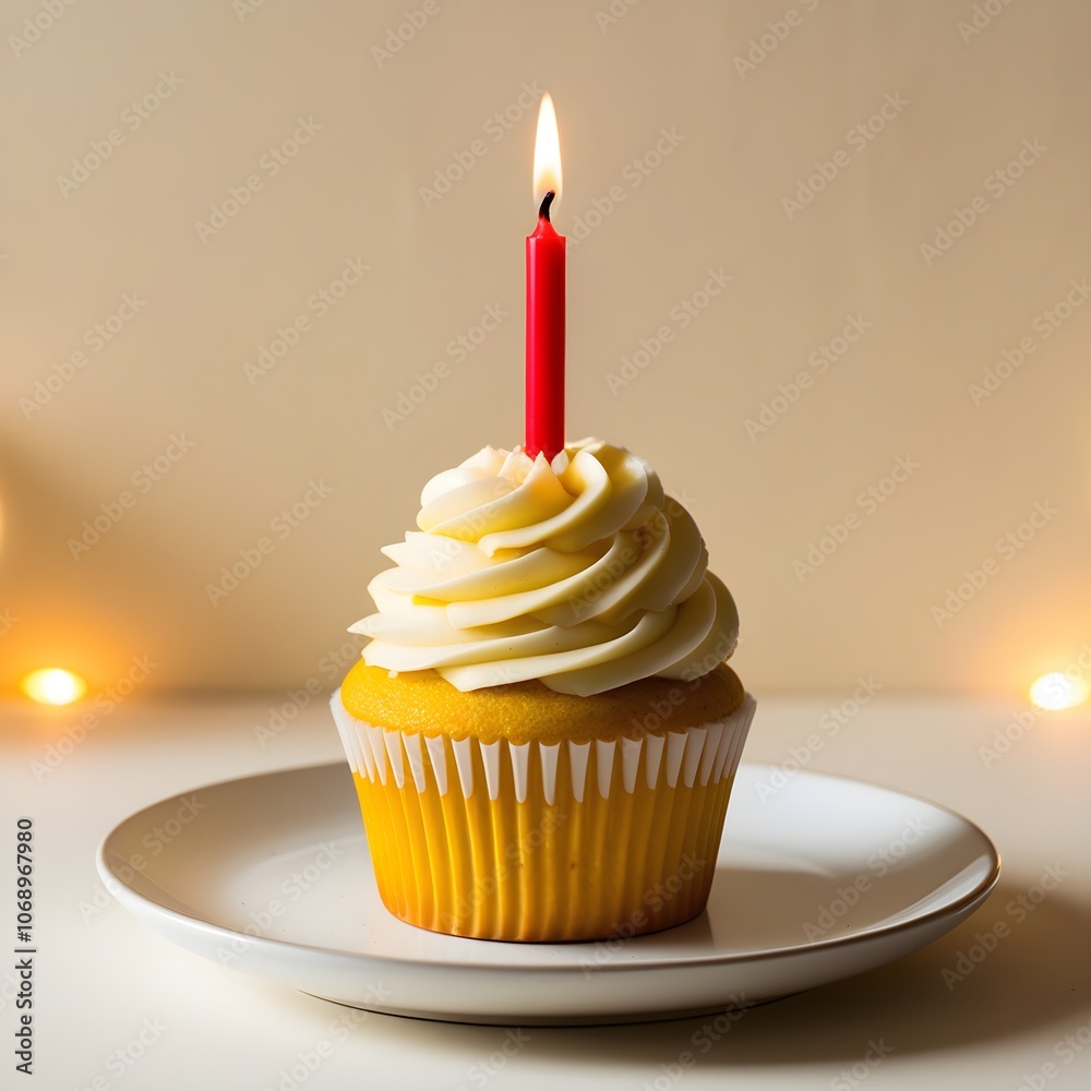 Birthday Cupcake With One Candle Birthday Cupcake With One Candle
