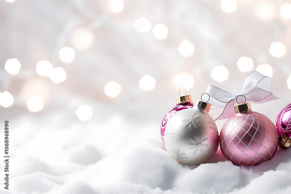 Festive Pink and White Christmas Ornament Display Festive Pink and White Christmas Ornament Display