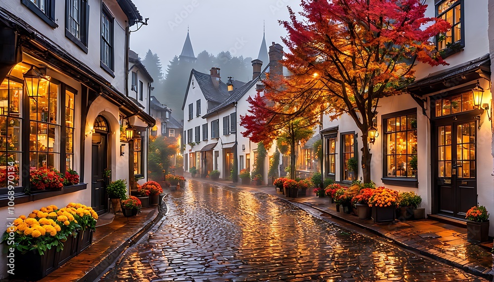Naklejka premium old street in the town
