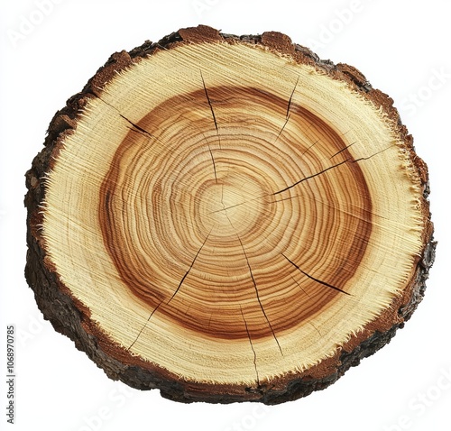 Smooth cross section of brown tree stump slice photo