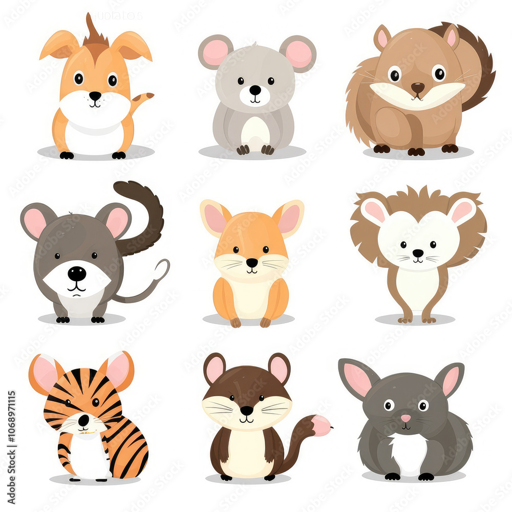 Adorable Cartoon Forest Animals Vector Set for Kids