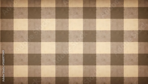 Vintage plaid texture in muted brown and beige tones with faded lines for a nostalgic feel