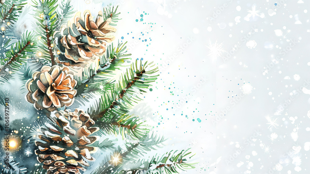 Festive Pine Cones and Evergreen Branches with Snowy Touches and Soft Fairy Lights – Elegant Christmas and Winter-Themed Stock Image for Seasonal Decor, Holiday Backgrounds Festive Pine Cones and Evergreen Branches with Snowy Touches and Soft Fairy Lights – Elegant Christmas and Winter-Themed Stock Image for Seasonal Decor, Holiday Backgrounds