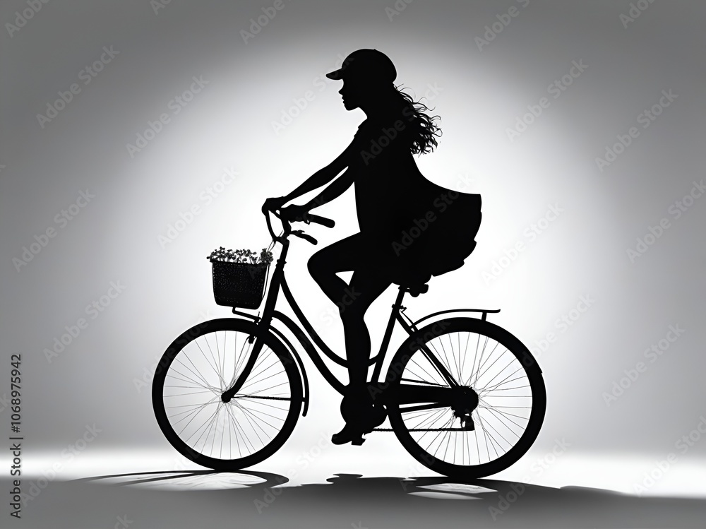 silhouette of a girl ride a bicycle silhouette of a girl ride a bicycle