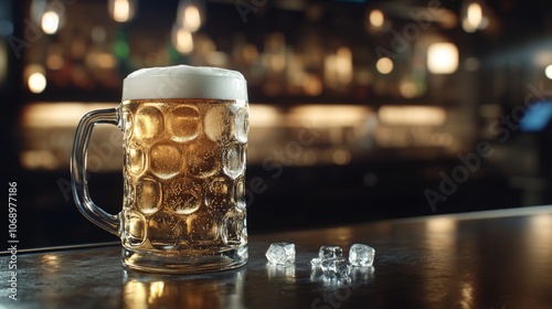 Refreshing Cold Beer in a Glass Mug