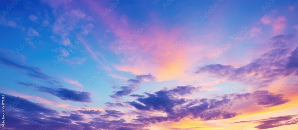 Vibrant Sunset Sky with Fluffy Clouds Vibrant Sunset Sky with Fluffy Clouds