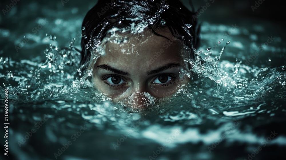 Obraz premium Intense Gaze Beneath Water Surface
