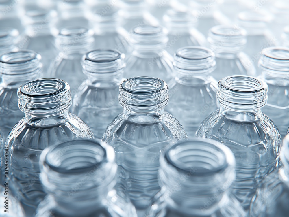 Many empty plastic bottles prepared for recycling process. AI generated Many empty plastic bottles prepared for recycling process. AI generated