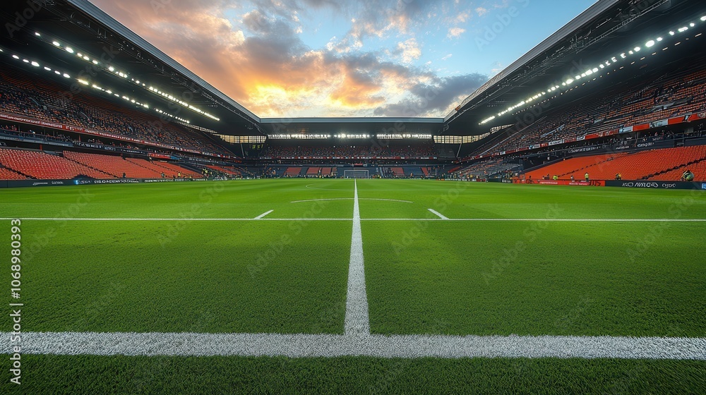 Vibrant Stadium Under Dramatic Sunset Sky Vibrant Stadium Under Dramatic Sunset Sky